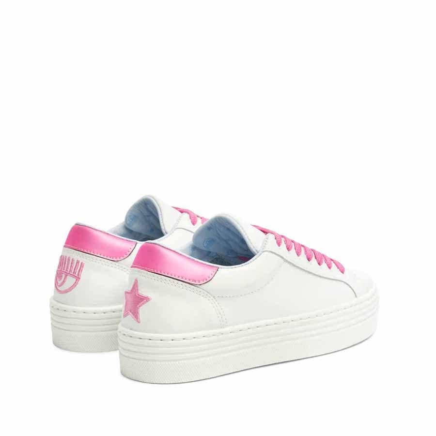 Chiara Ferragni sneakers tennis white pink satin