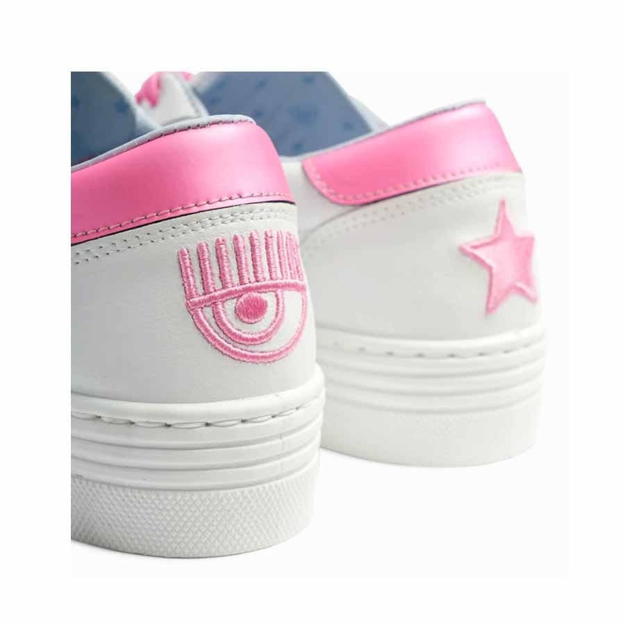 Chiara Ferragni sneakers tennis white pink satin