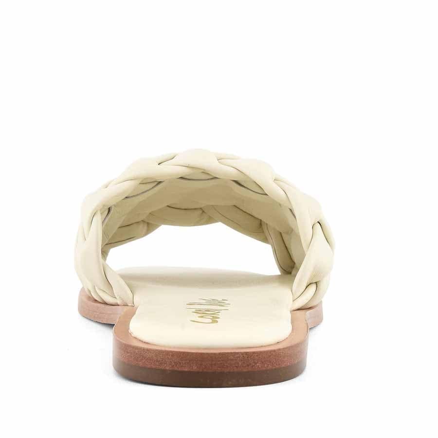 Coral Blue white woven slide slipper