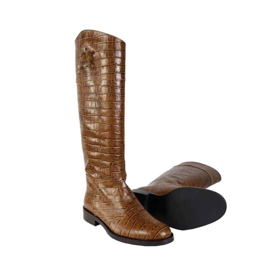 Rago collection crocodile print leather boots