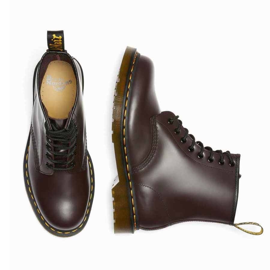 drmartens-woman's military boots 1460 smooth burgundy 8 eye z welt