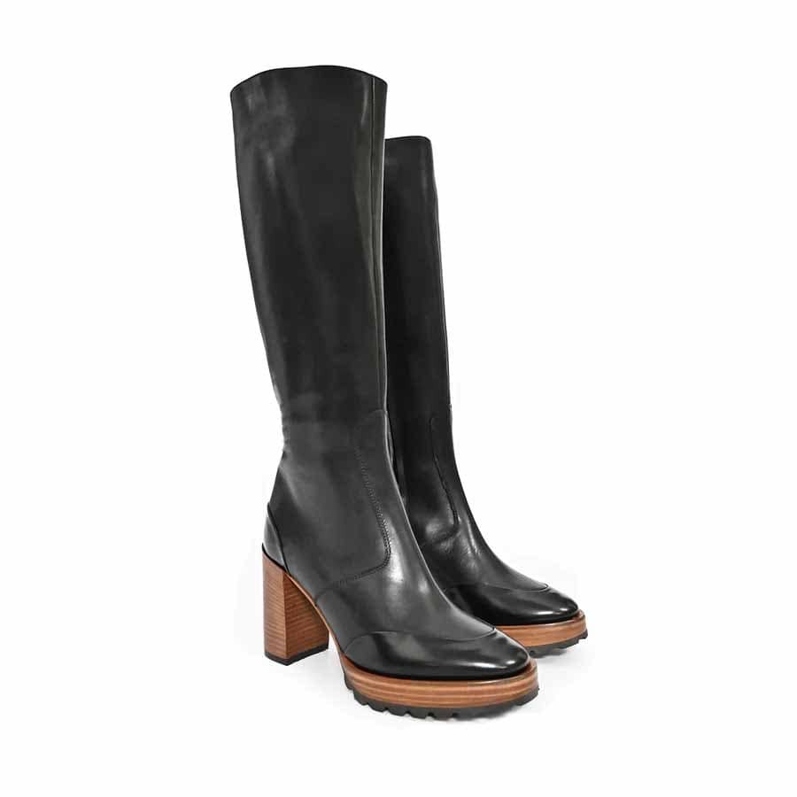 Rago collection stivale donna tubo nero platform tacco cuoio
