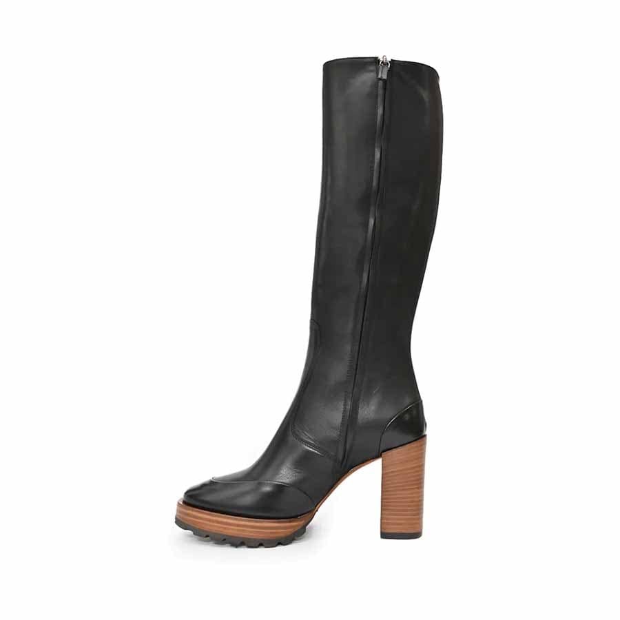 Rago collection women's boot black tube platform leather heel