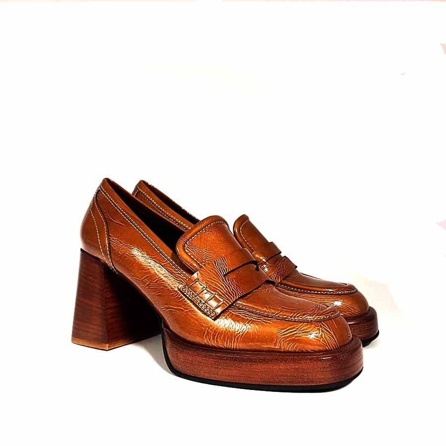 Rago collection brown patent heel moccasin