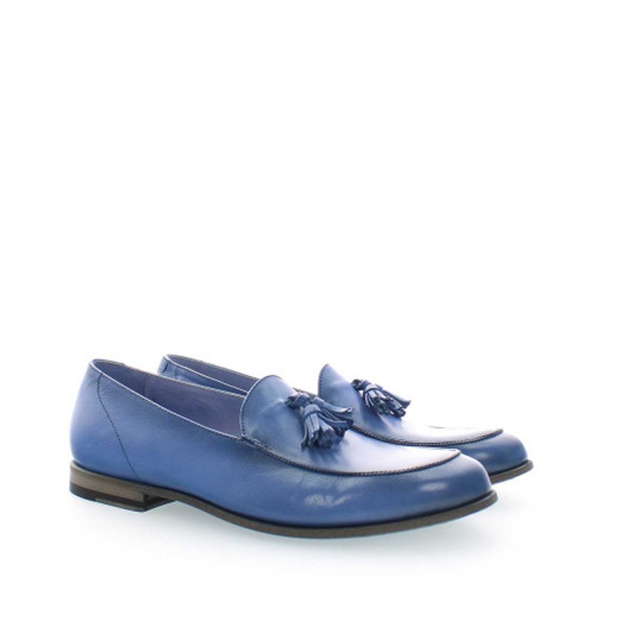 Women's Electric Blue Tassel Moccasin PANTANETTI