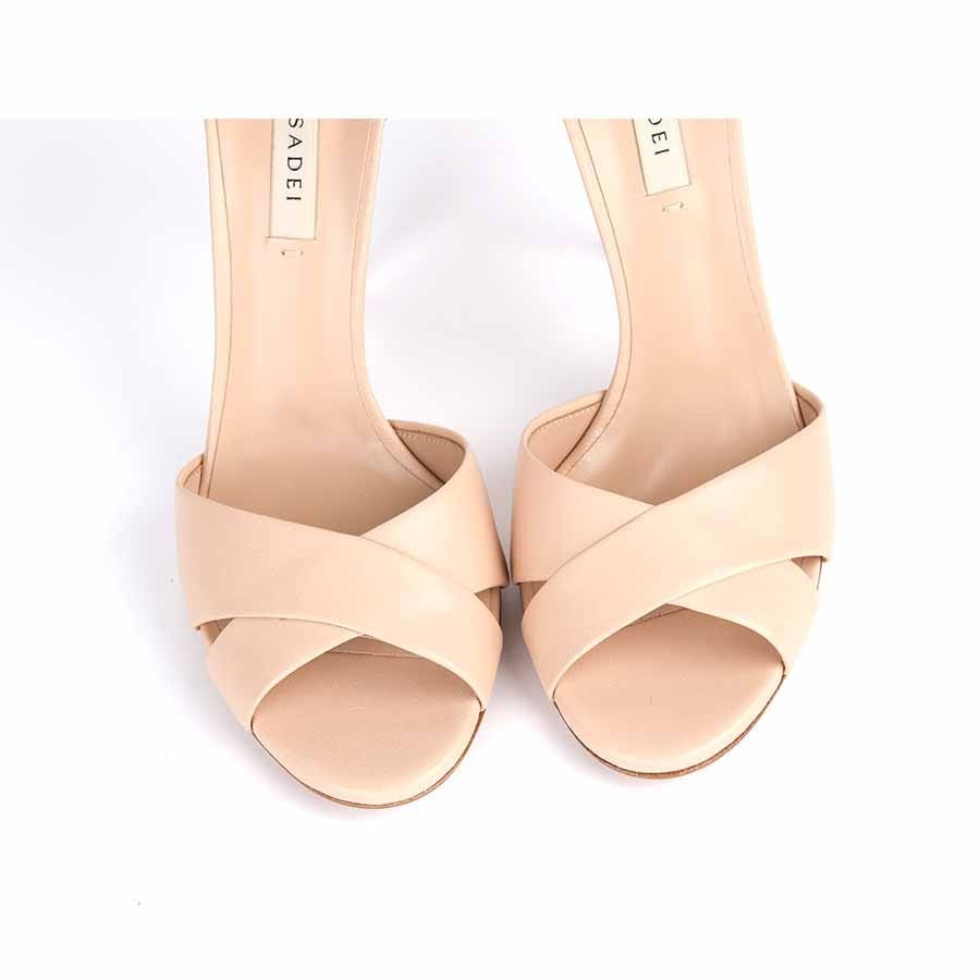 Casadei Blade criss cross sandals in powder pink
