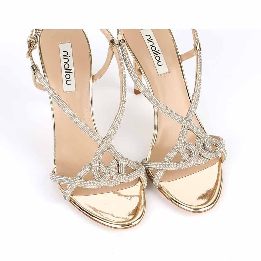 Ninalilou sandalo Love strass specchio platino