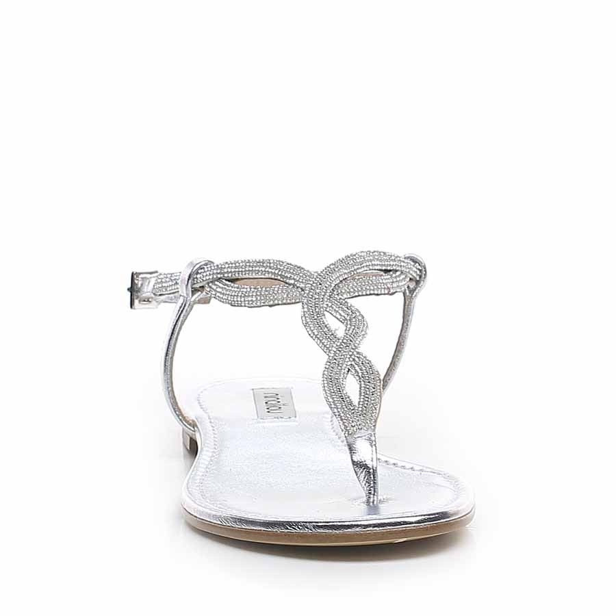 Ninalilou sandalo infradito flat argento Elisa swarovski