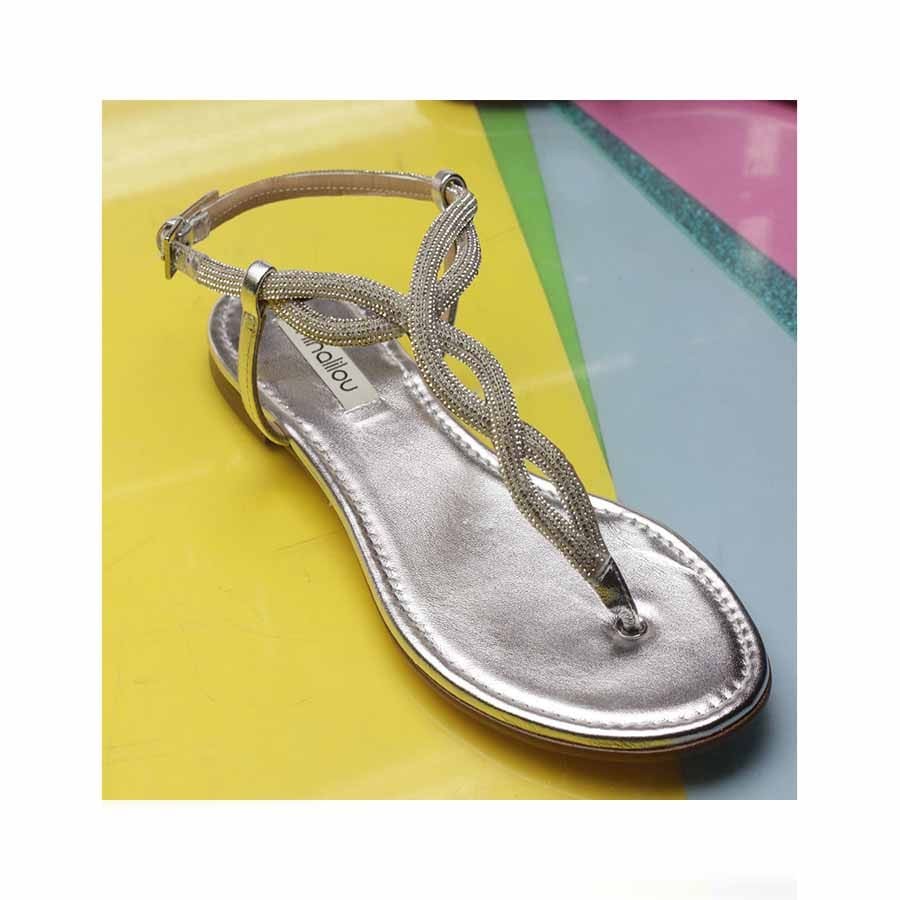 Ninalilou sandalo infradito flat argento Elisa swarovski
