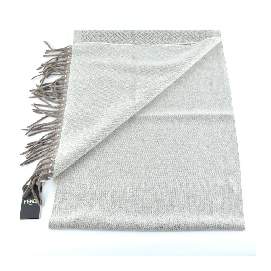 Sciarpa Fendi zucca signature jacquard bianco tortora