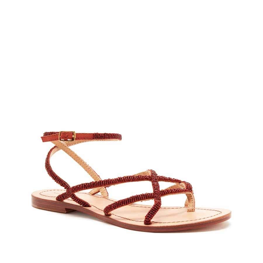 Maliparmi woman sandal Capri colourfull Beads Rust