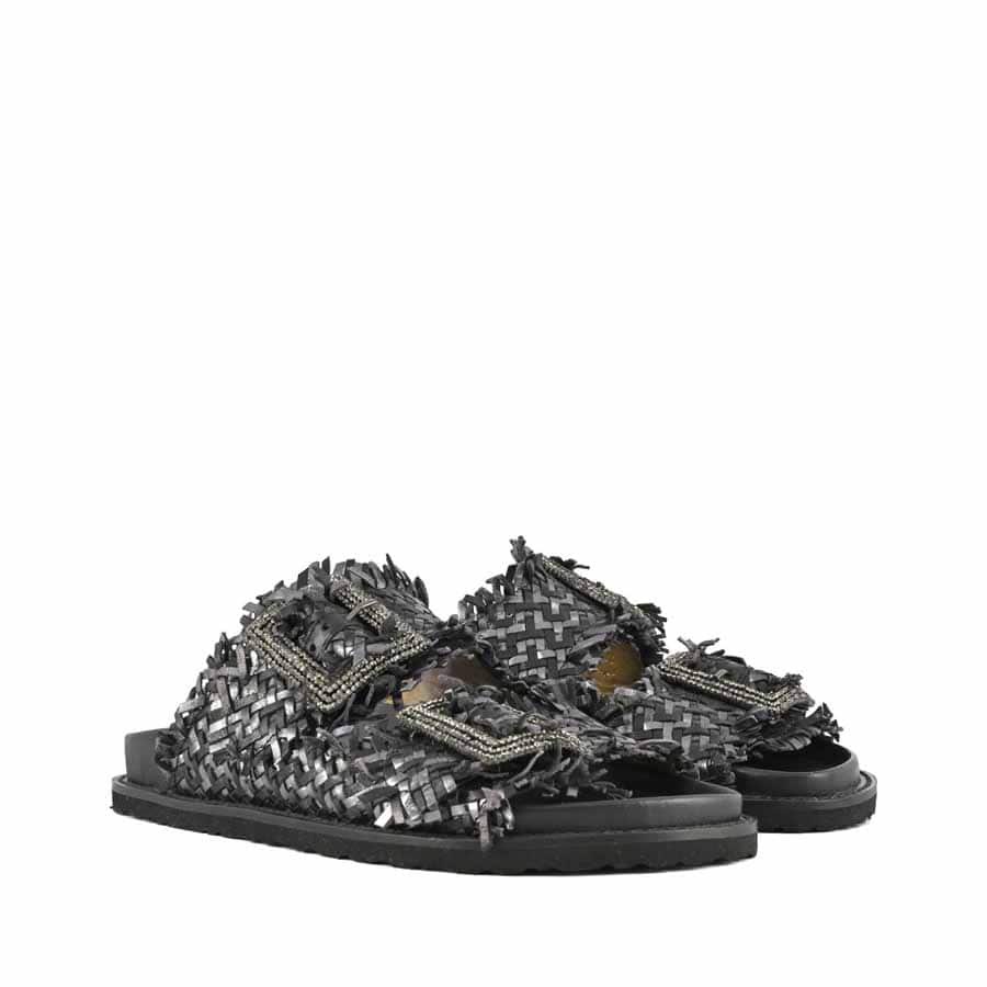Coral Blue birkenstock slidedoppia fascia gioiello black