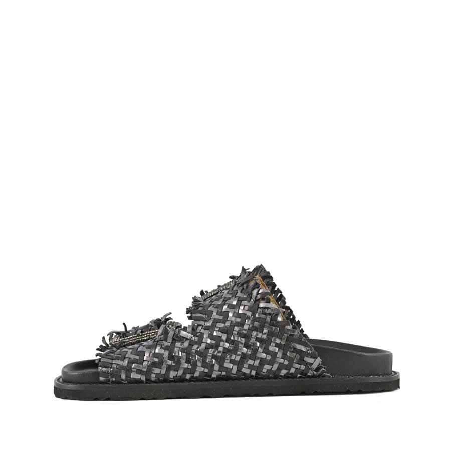 Coral Blue birkenstock slide double jewel band black