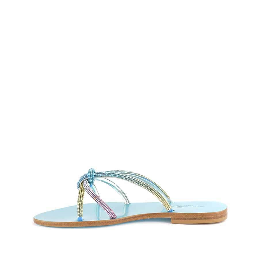 Rago collection flat sandal crab Sorbet multi turquoise interweaving