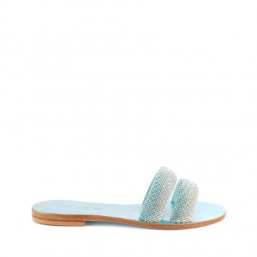 Rago collection sandalo flat Sorbetto doppia fascia turchese