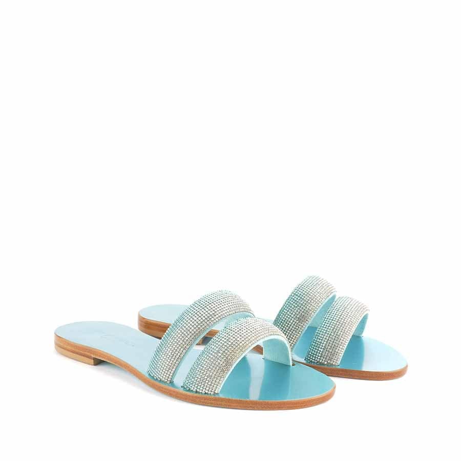 Rago collection sandalo flat Sorbetto doppia fascia turchese