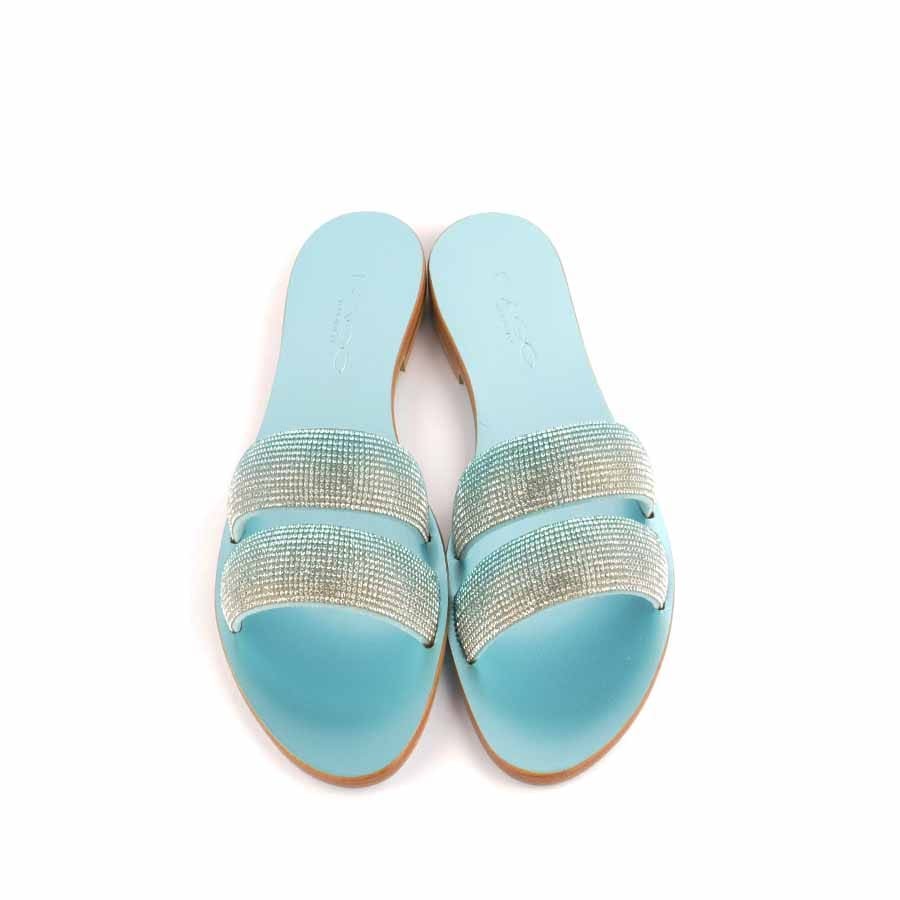 Rago collection sandalo flat Sorbetto doppia fascia turchese