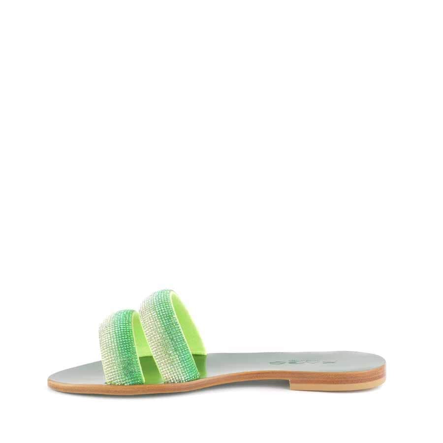 Rago collection sorbet flat sandal double green band