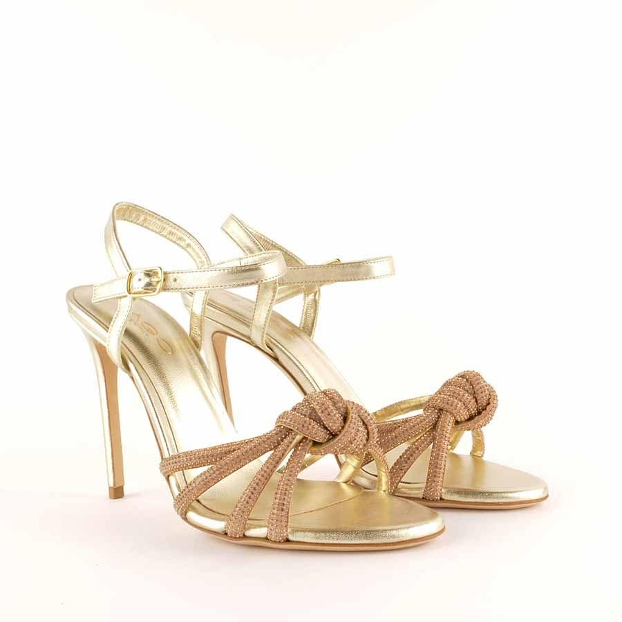 Rago collection platinum rhinestone knot sandal