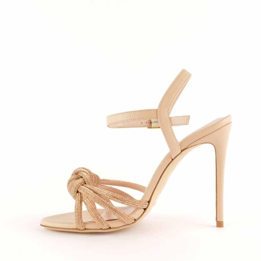Rago collection nude rhinestone knot sandal