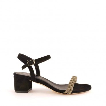 Rago collection sandalo treccia strass nero