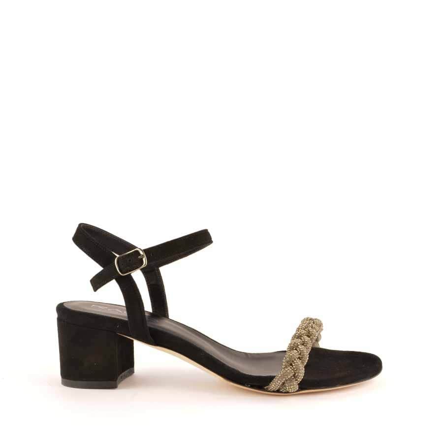 Rago collection black rhinestone braid sandal