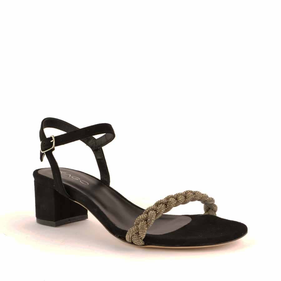 Rago collection sandalo treccia strass nero