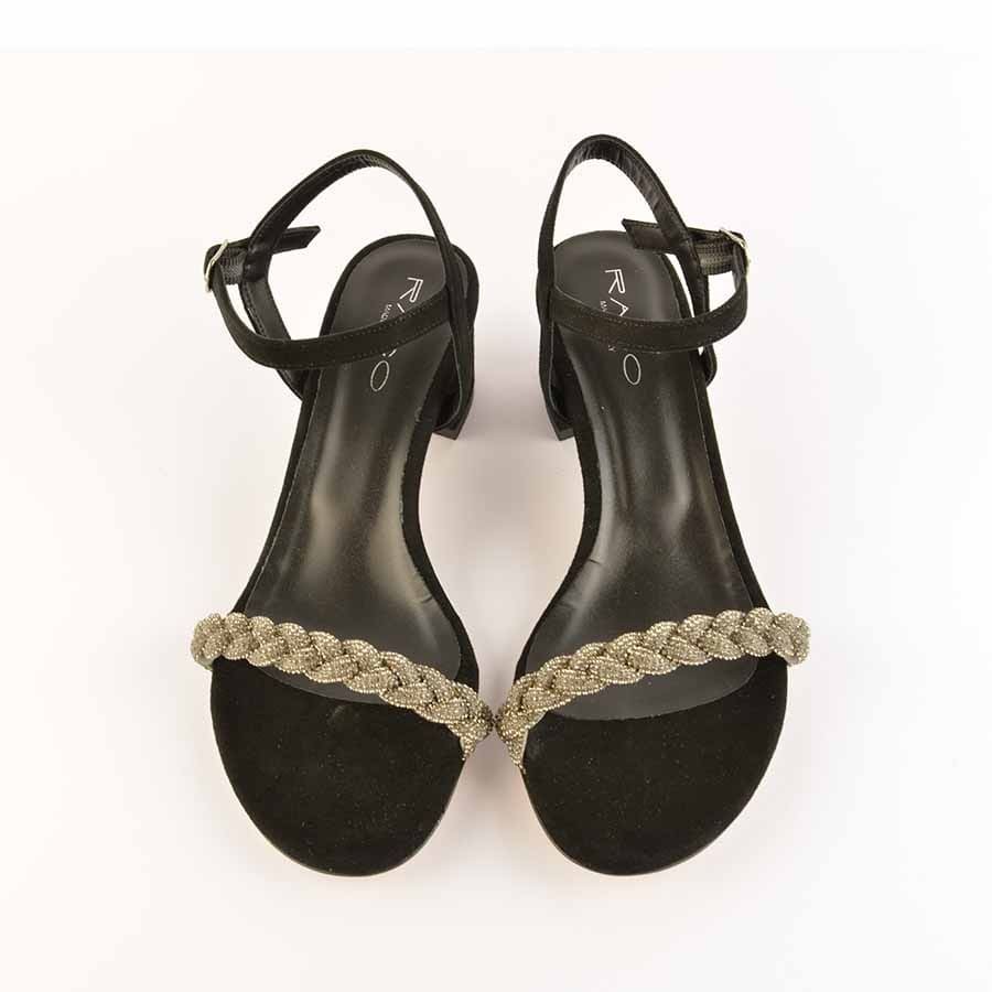 Rago collection sandalo treccia strass nero