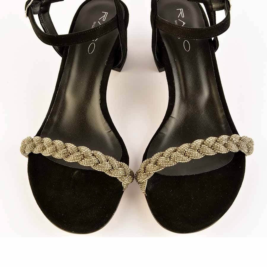 Rago collection black rhinestone braid sandal