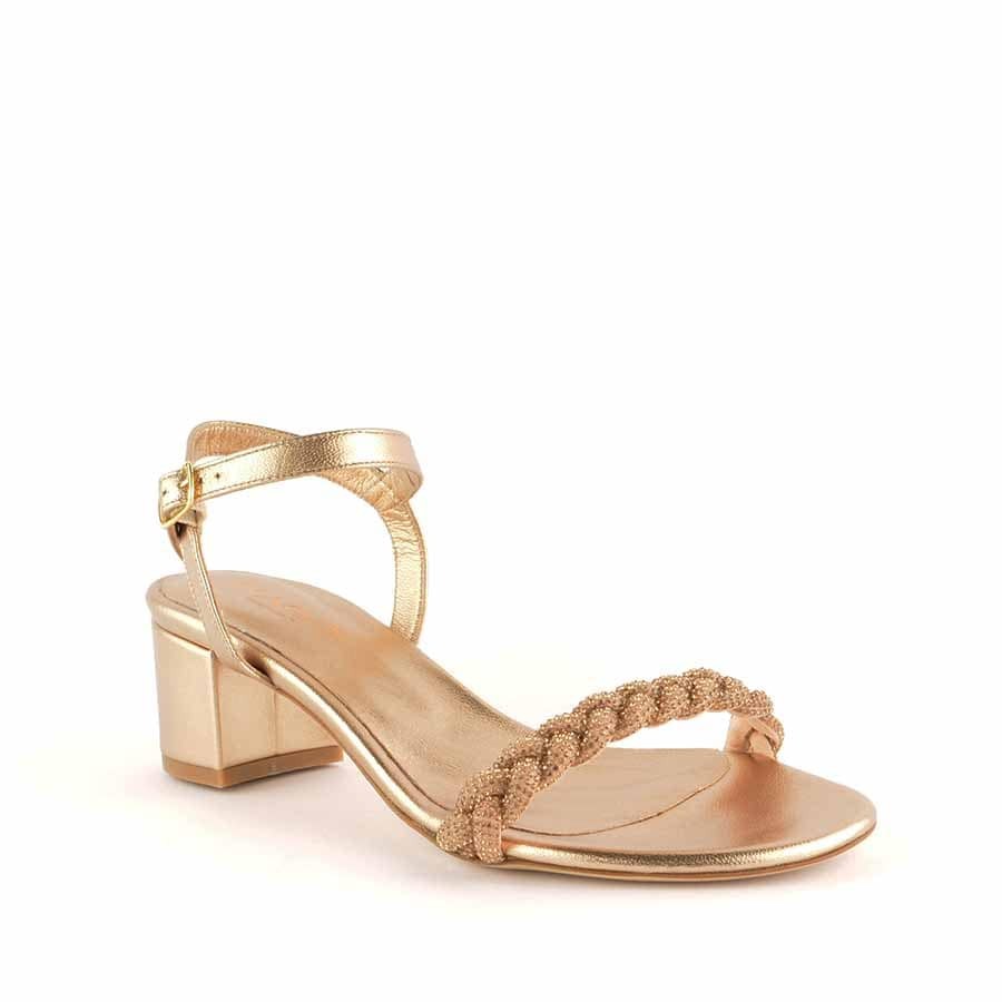 Rago collection sandalo treccia strass bronzo