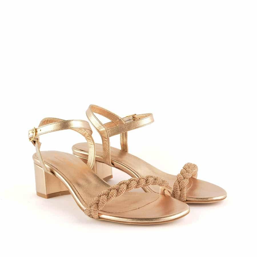 Rago collection sandalo treccia strass bronzo