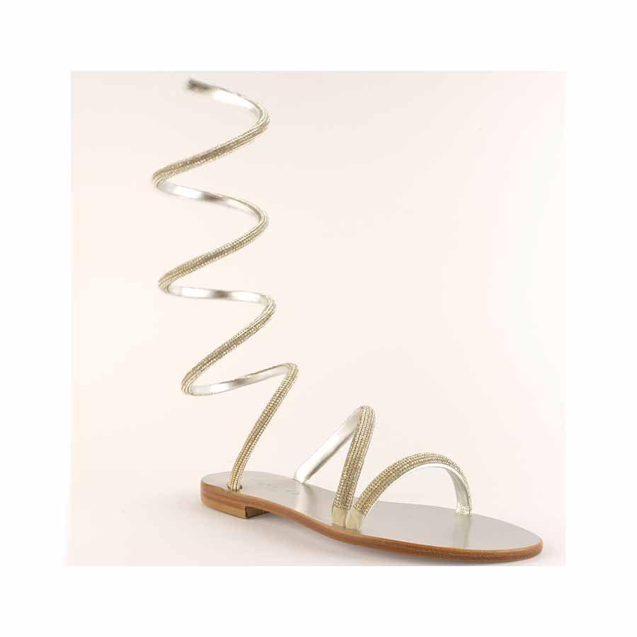 Rago collection sandalo Cleopatra strass flat argento