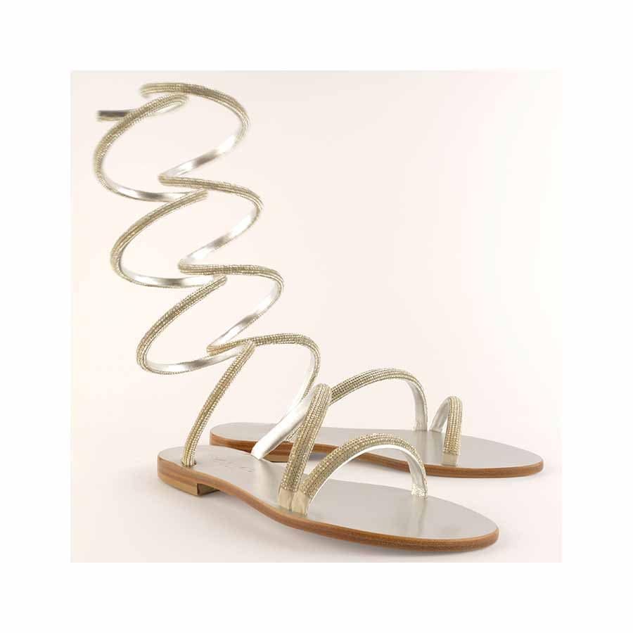 Rago collection Cleopatra flat silver rhinestone sandal