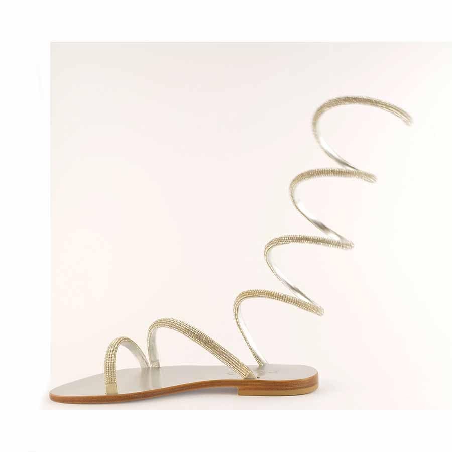 Rago collection Cleopatra flat silver rhinestone sandal