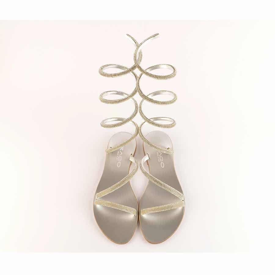 Rago collection Cleopatra flat silver rhinestone sandal