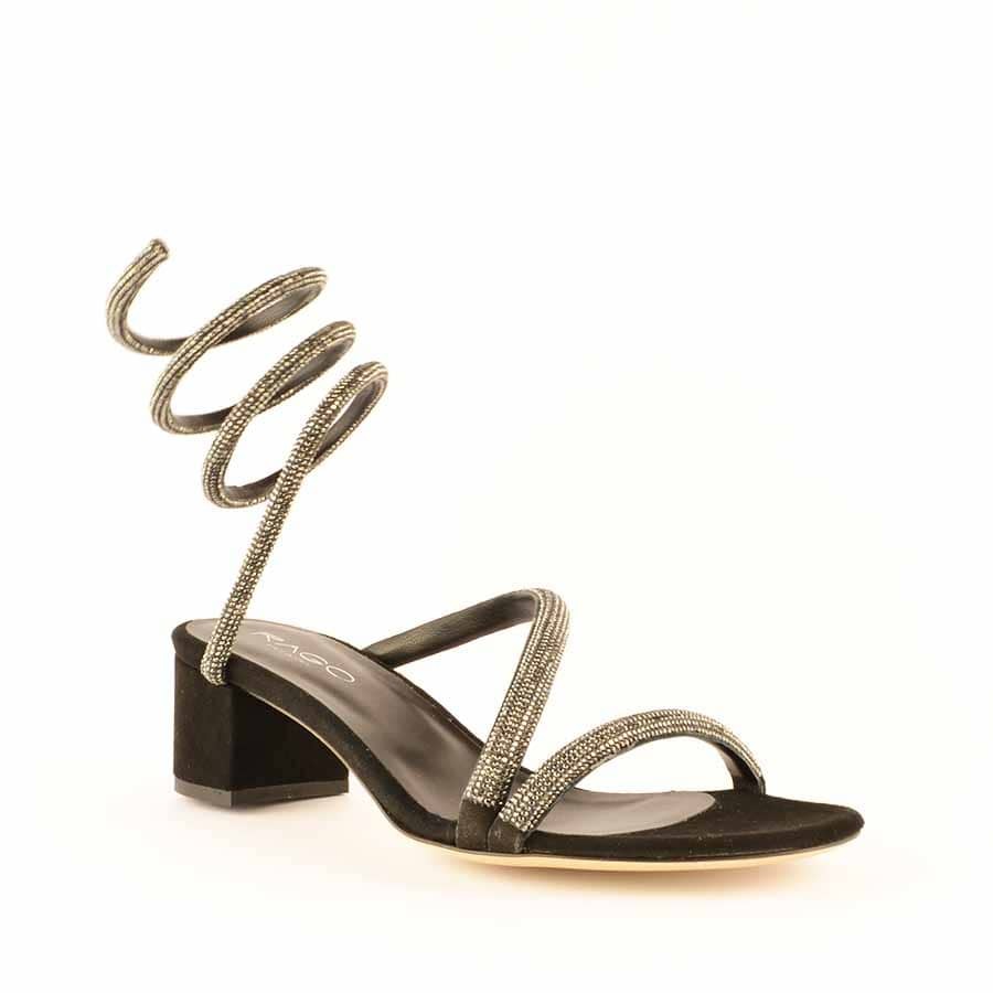 Rago collection Cleopatra black rhinestone sandal