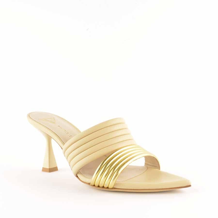 Giampaolo Viozzi gold marzipan mule sandal