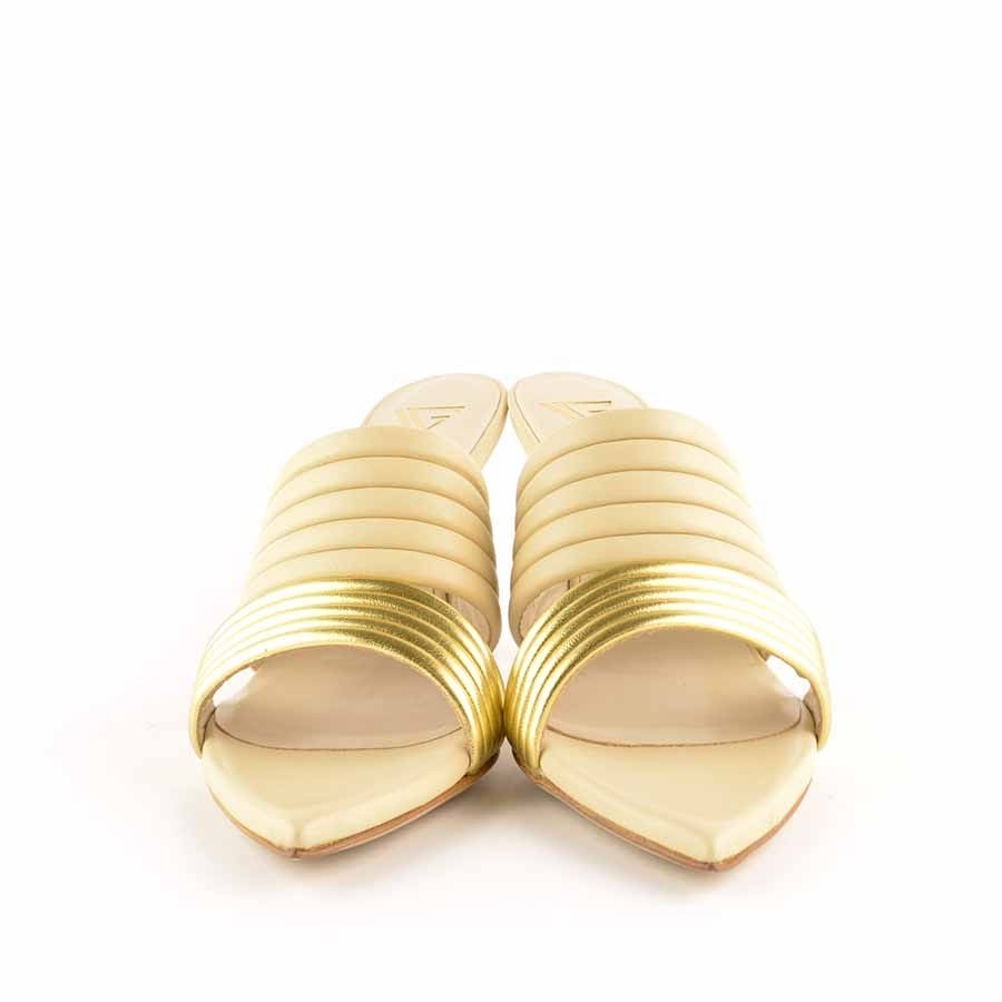 Giampaolo Viozzi sandalo mule marzapane oro
