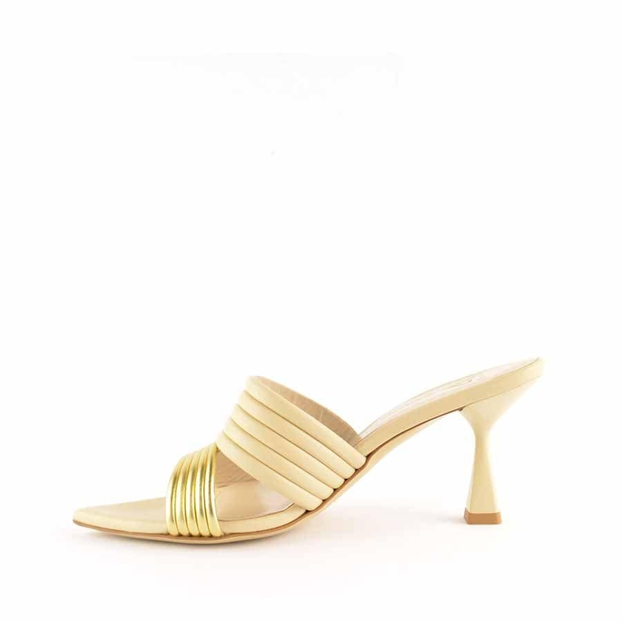 Giampaolo Viozzi gold marzipan mule sandal