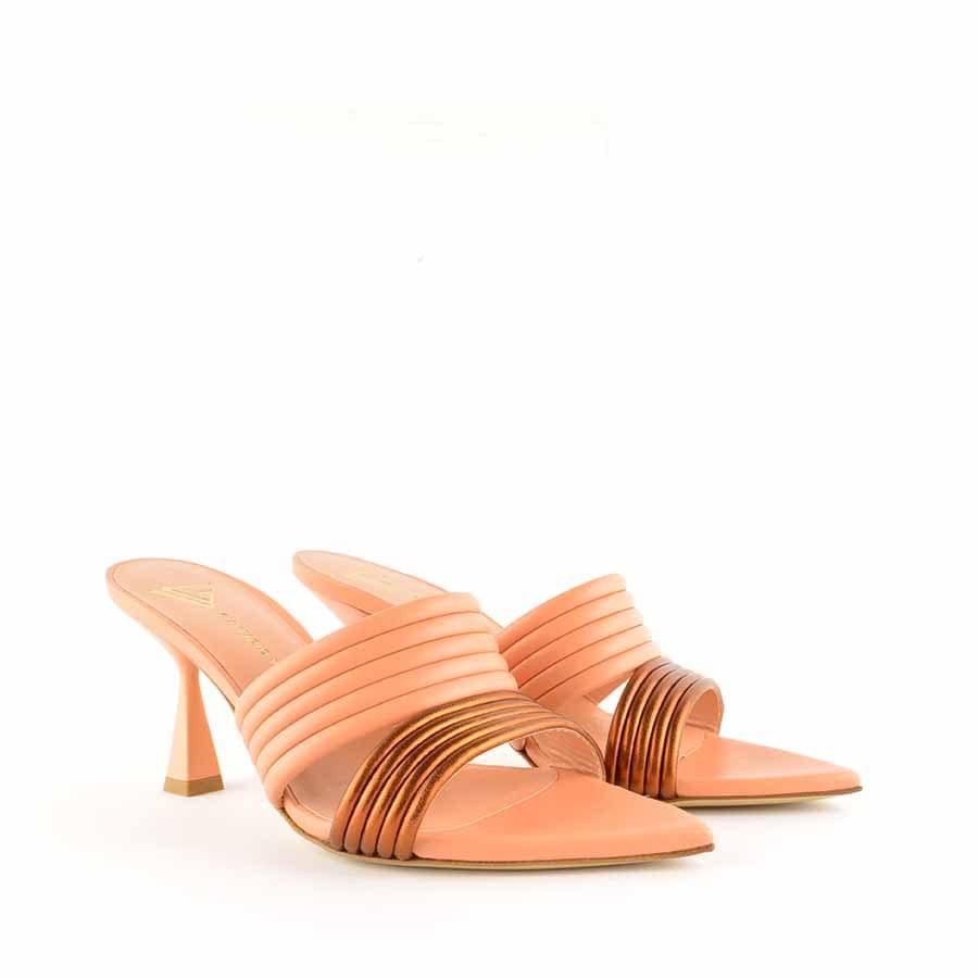 Giampaolo Viozzi peach rust mule sandal