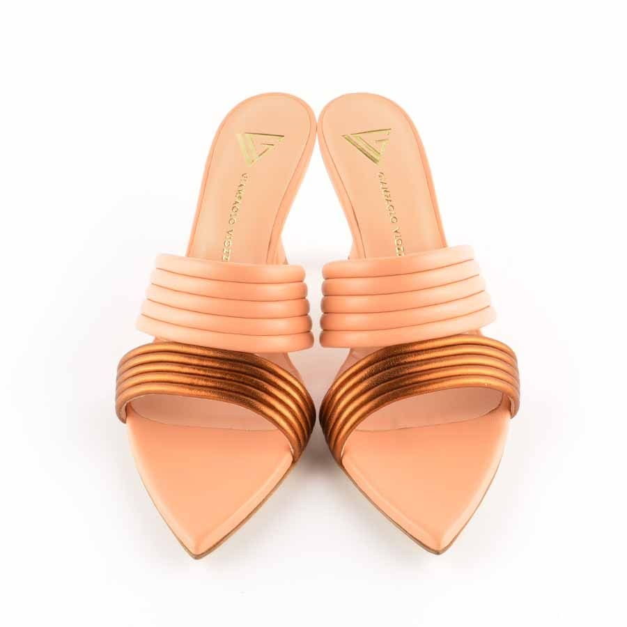 Giampaolo Viozzi peach rust mule sandal
