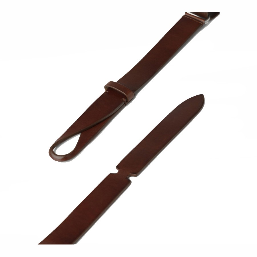 ORCIANI Nobuckle Bull Belt in Leather and Burnt