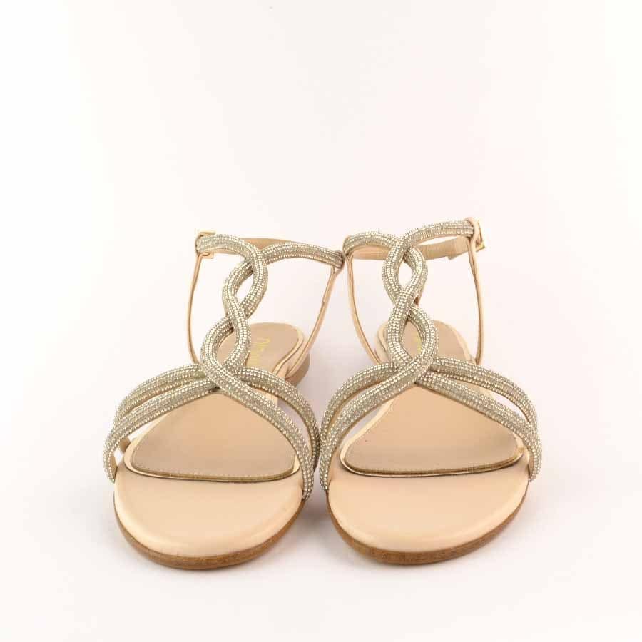 Ninalilou flat cream sandal Elisa swarovski