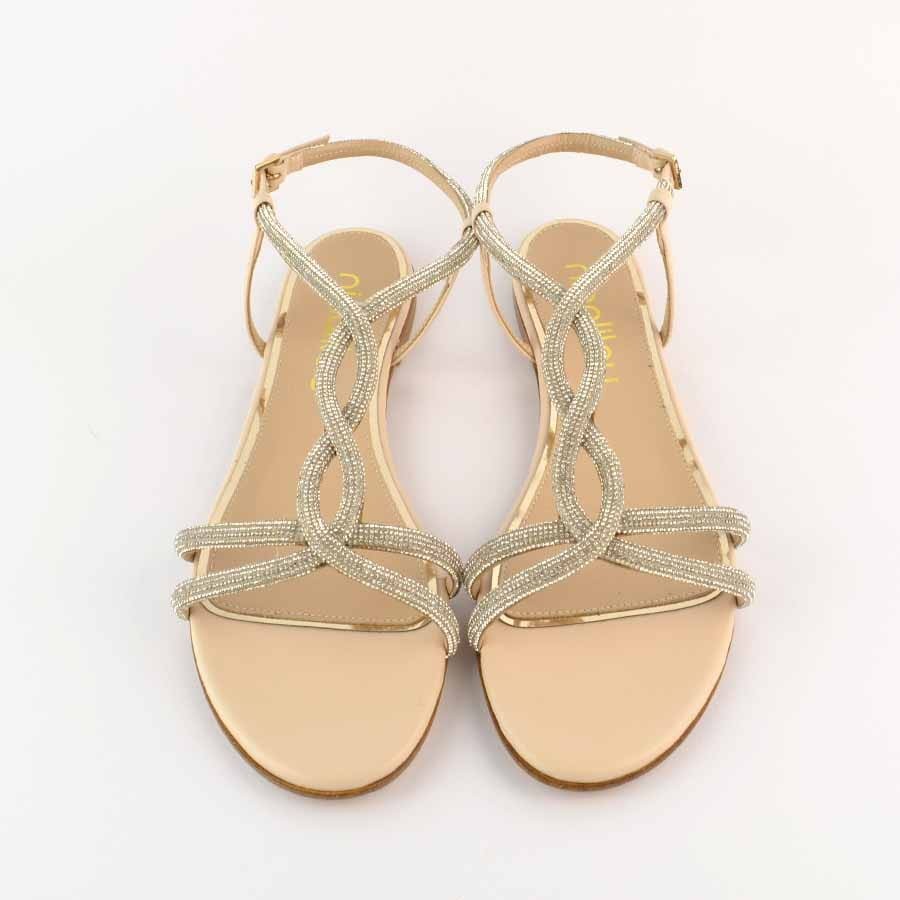 Ninalilou flat cream sandal Elisa swarovski