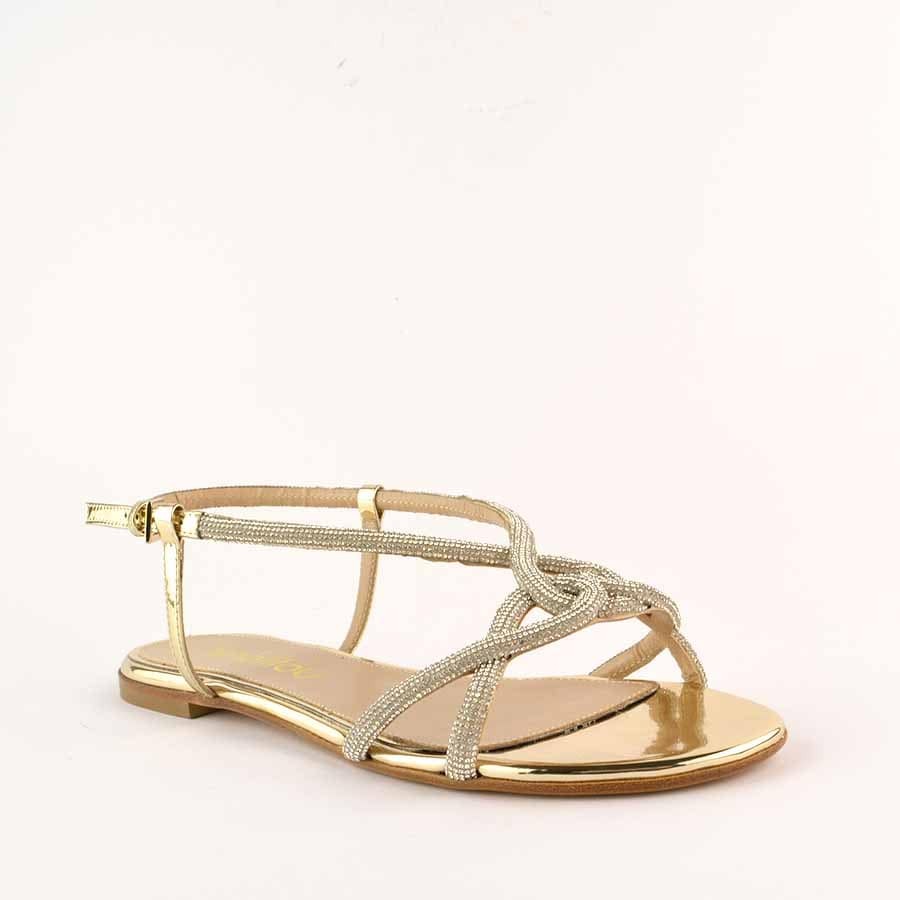 Ninalilou platinum flat sandal Elisa swarovski