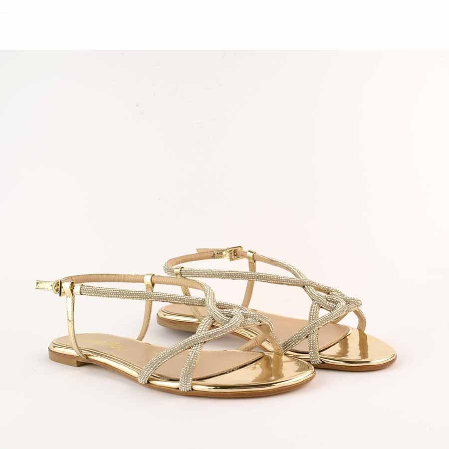 Ninalilou platinum flat sandal Elisa swarovski