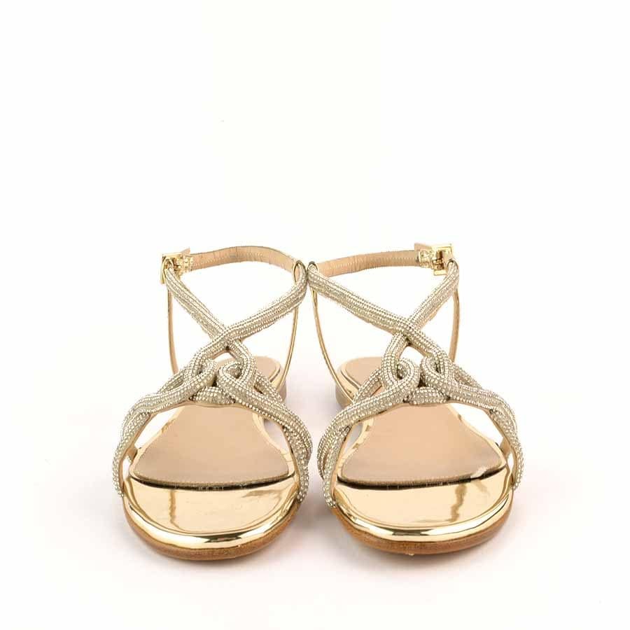 Ninalilou platinum flat sandal Elisa swarovski