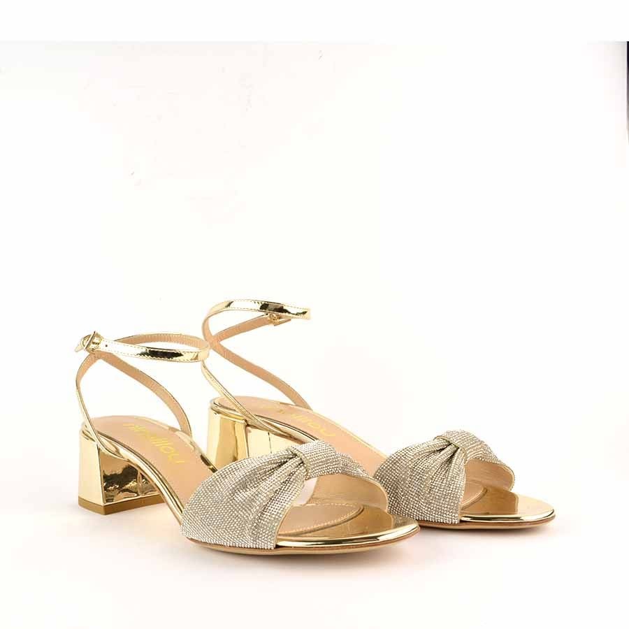 Ninalilou sandalo specchio platino fiocco swarovski