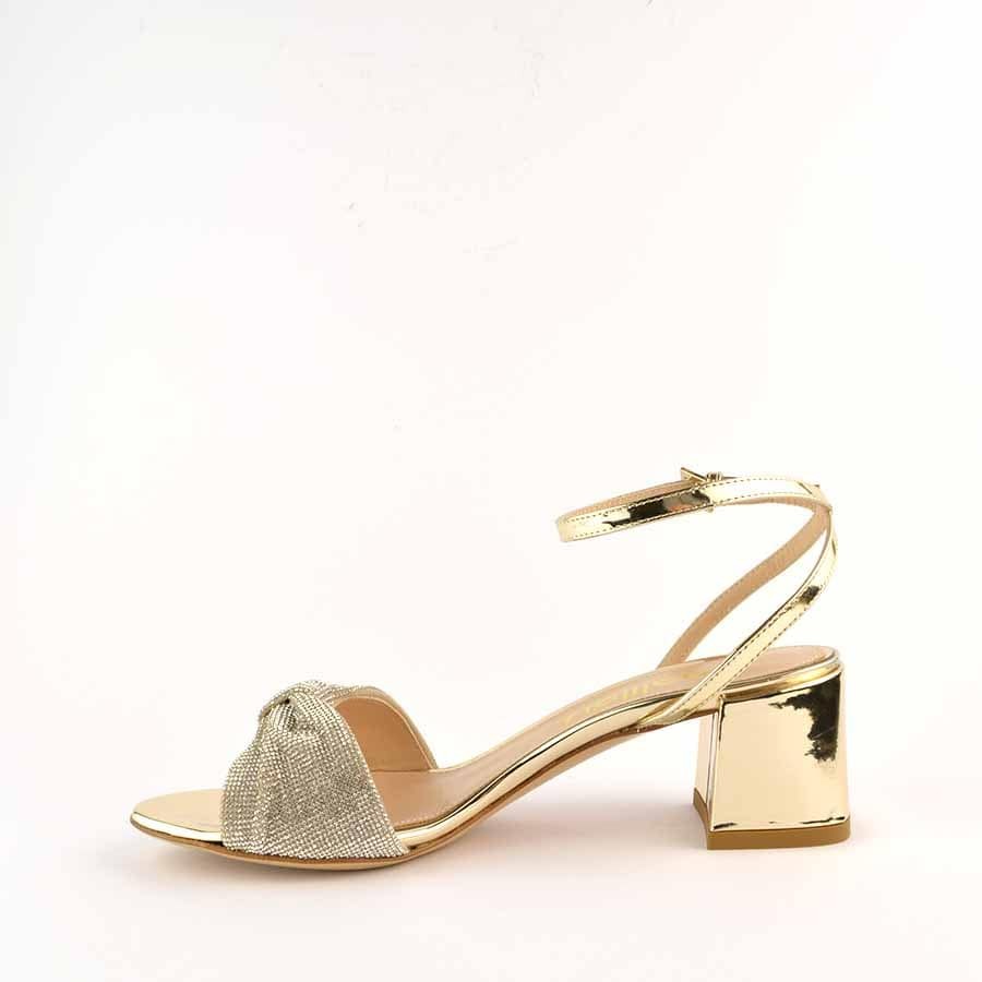 Ninalilou platinum mirror sandal with swarovski bow