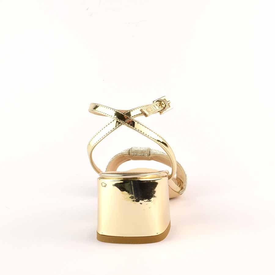 Ninalilou platinum mirror sandal with swarovski bow